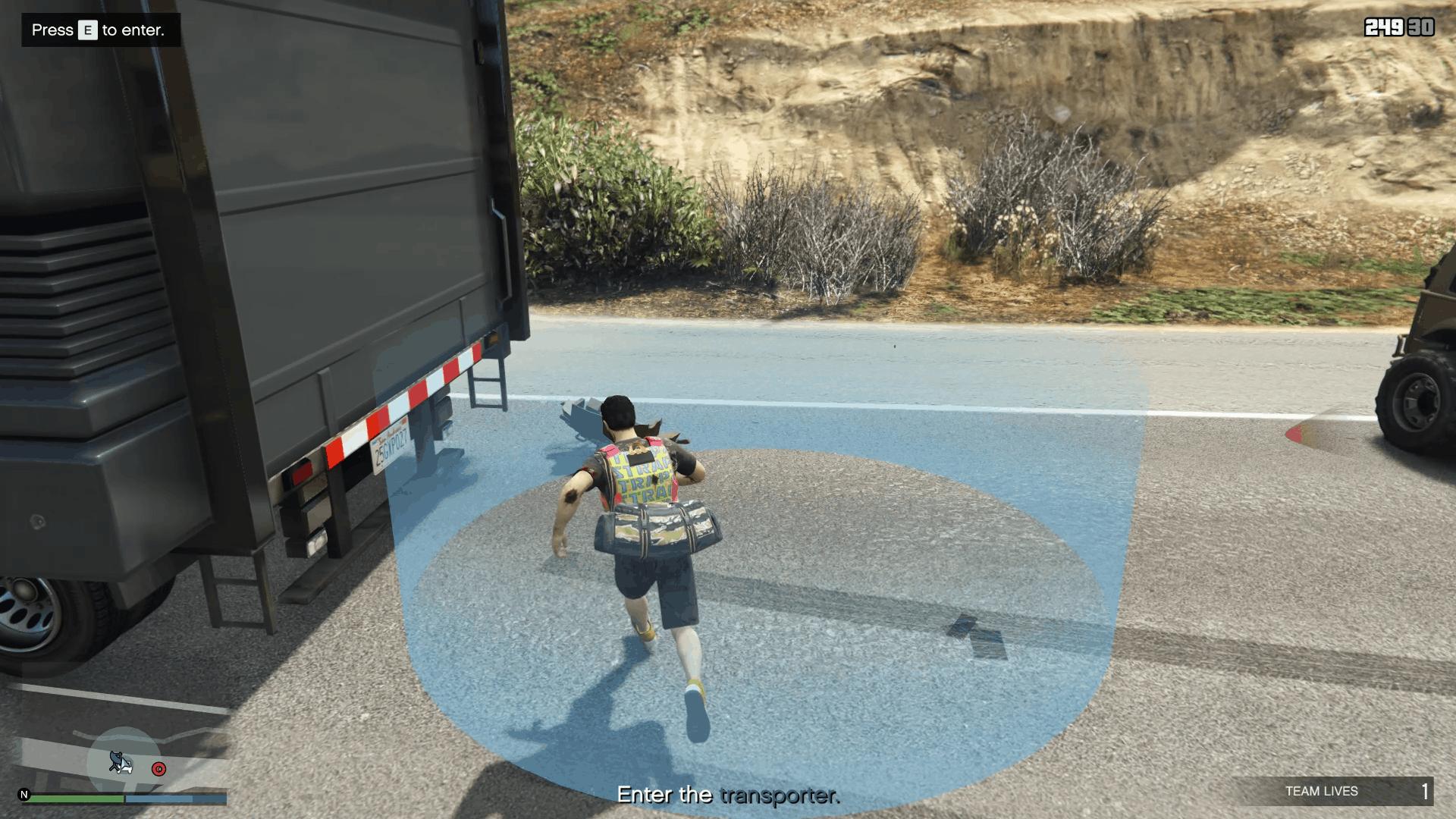 Entering the transporter