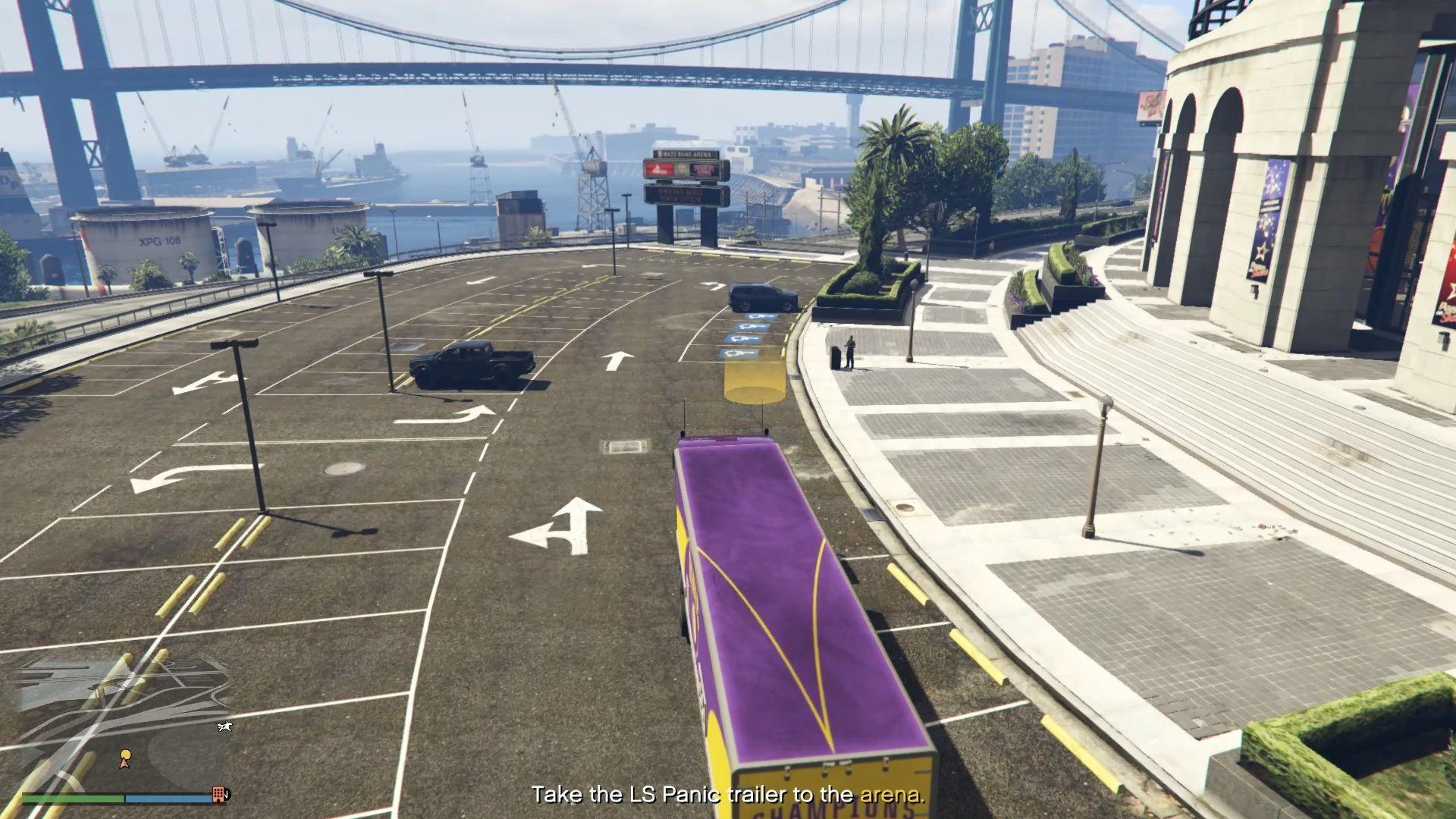 Park it at the marked location in front of the main entrance.