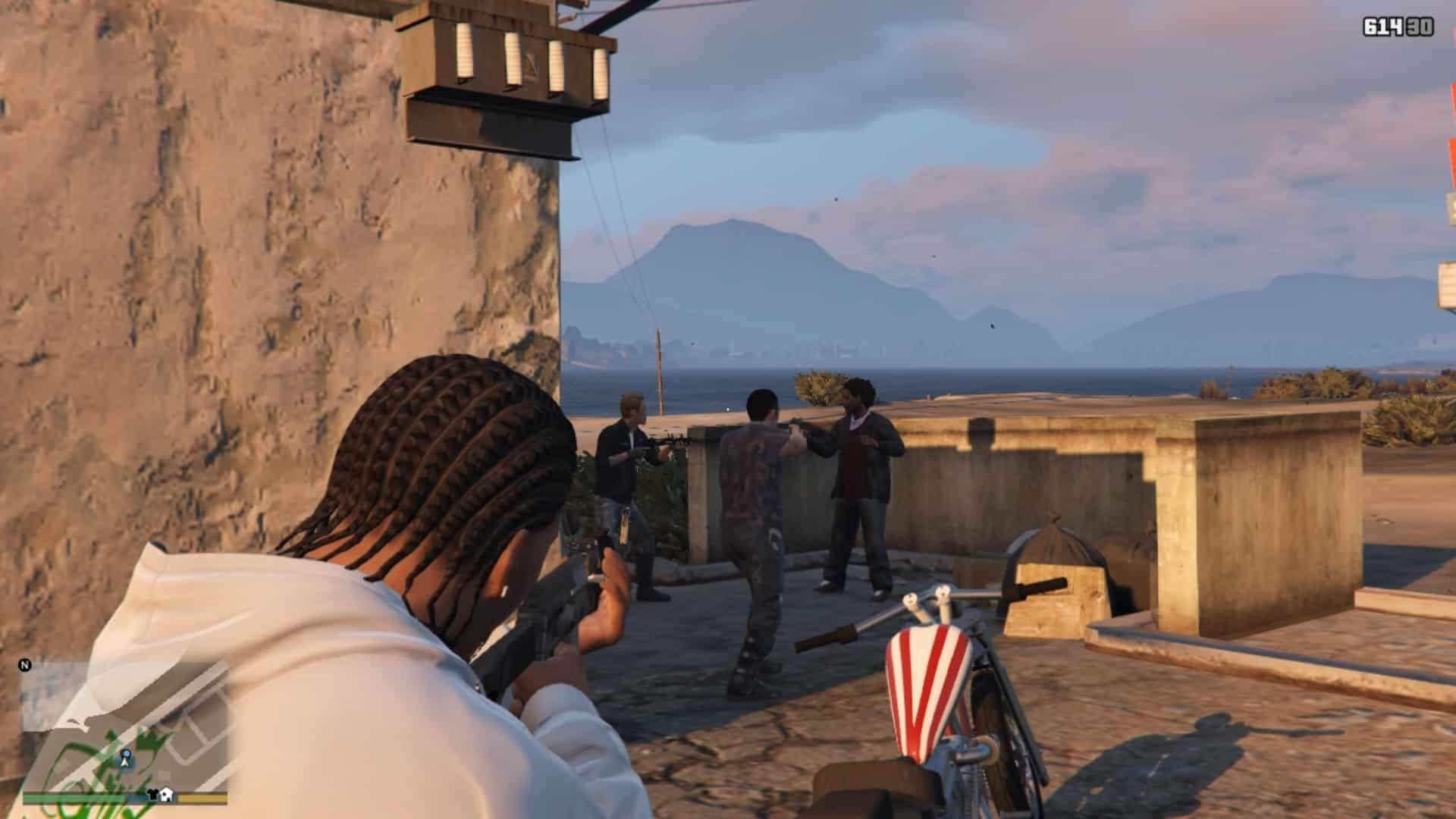 Lost MC members holding the guy at gunpoint asking for mone