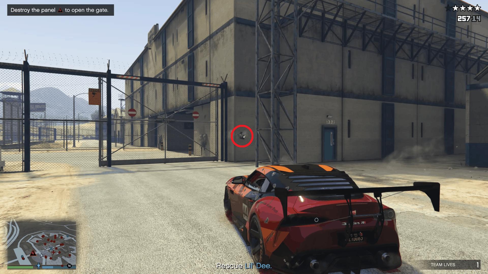 Shooting the panel to open the door