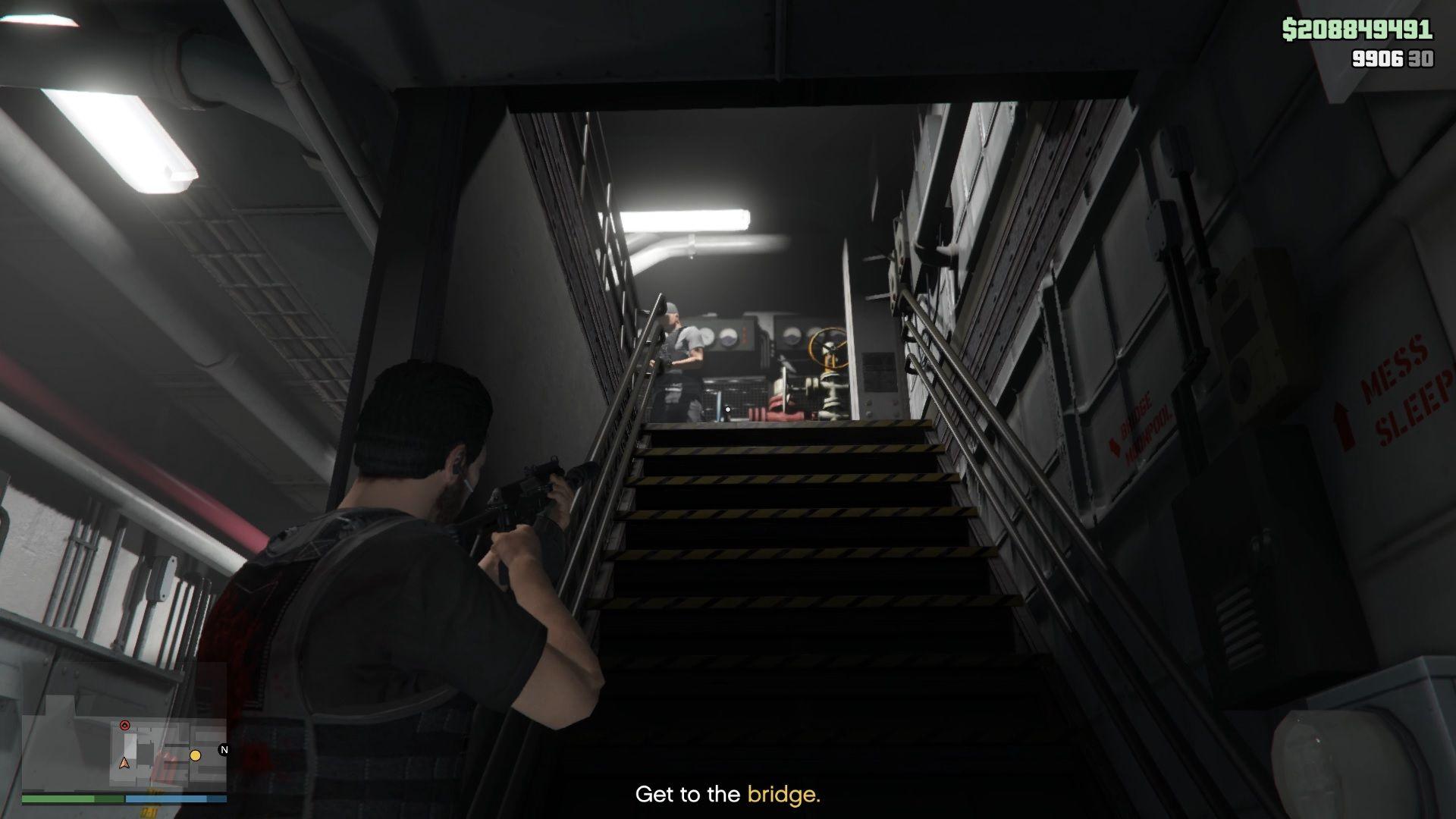 Once out, go upstairs using the stairs at the end.