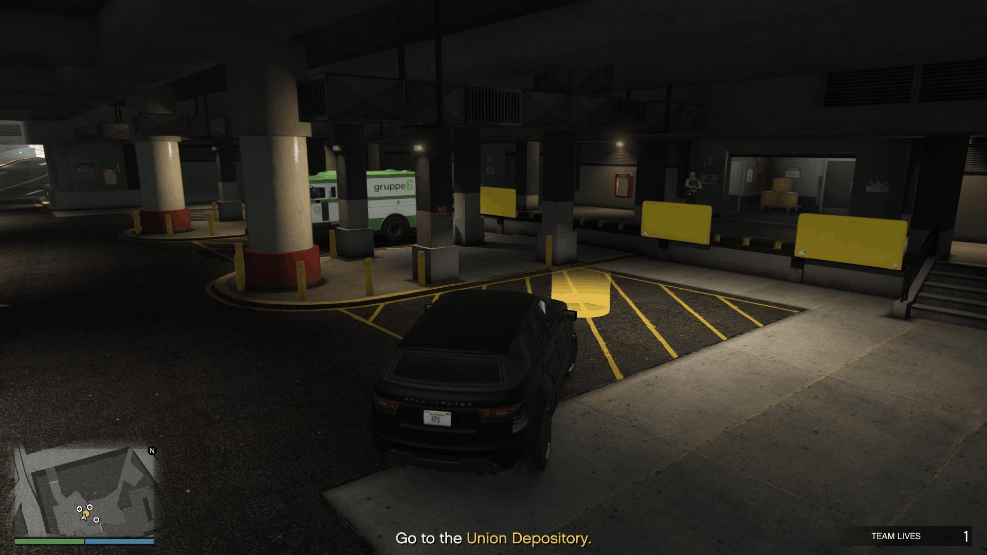 Driving the security vehicle to the union depository parking lot