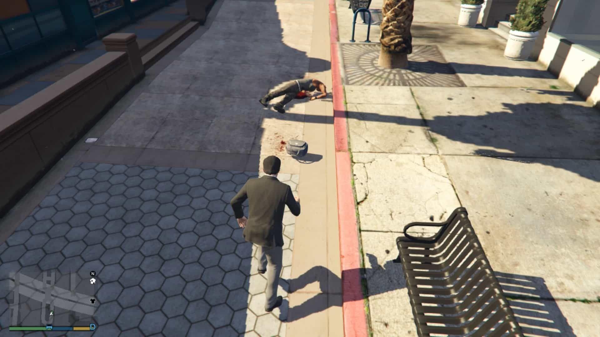 Bag containing $2,000 dropped on the ground after you kill him