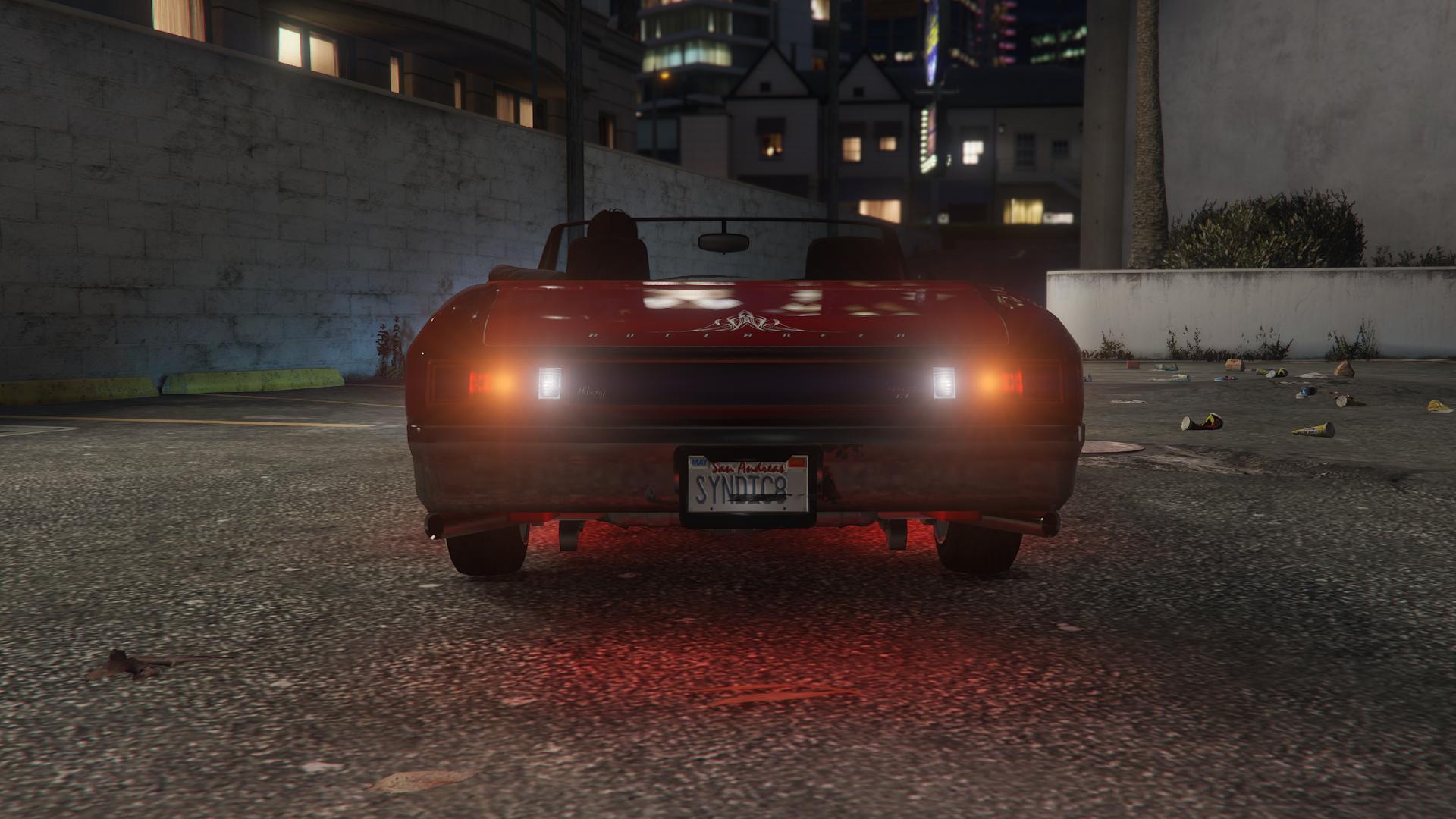 The back of the heavily modified Albany Buccaneer Custom as seen in GTA Online.