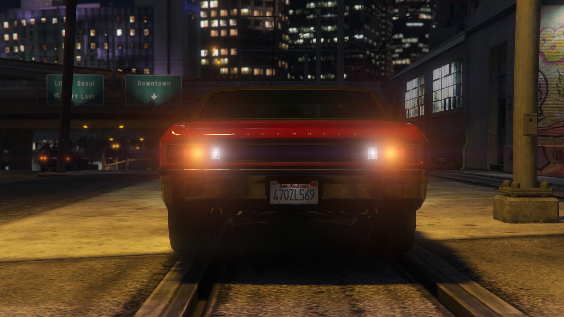 The back of the base model of Albany Buccaneer as seen in GTA Online.