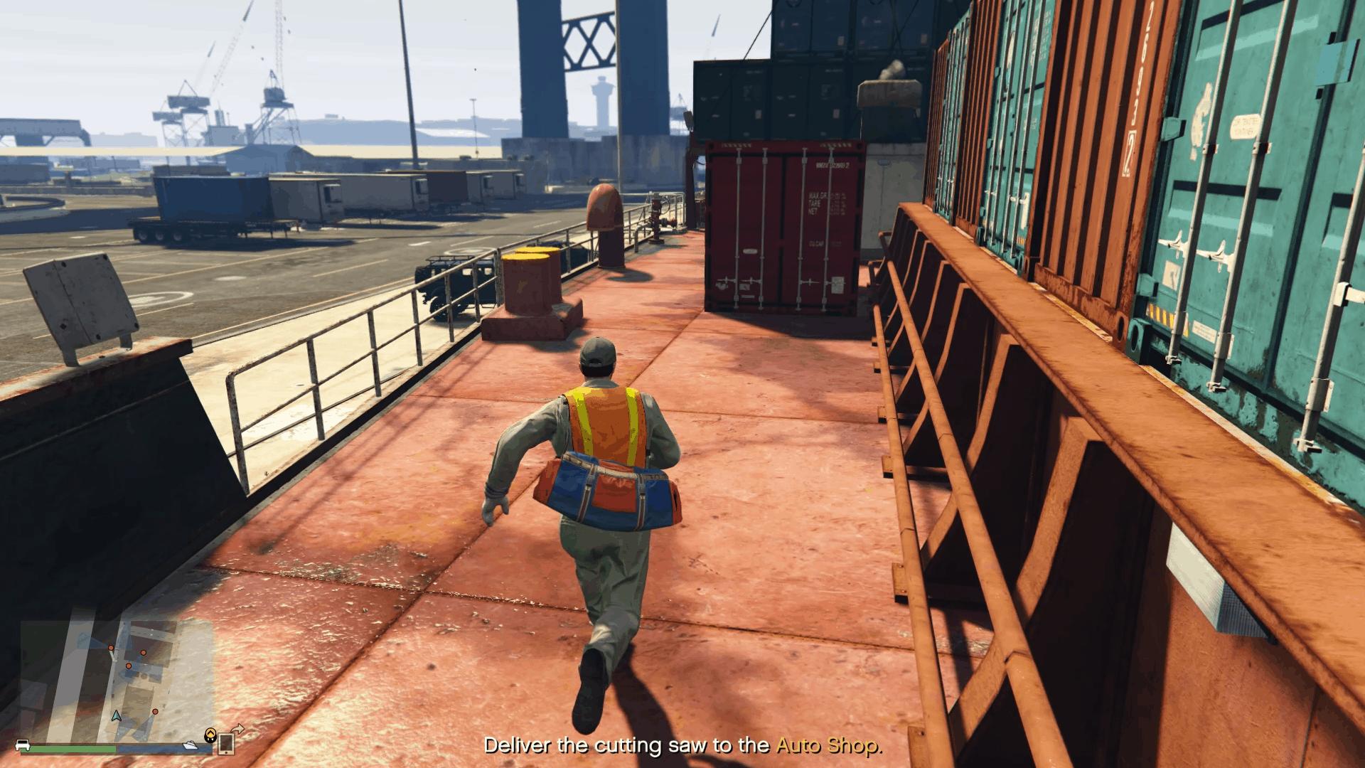 Running away from the boat with the saw