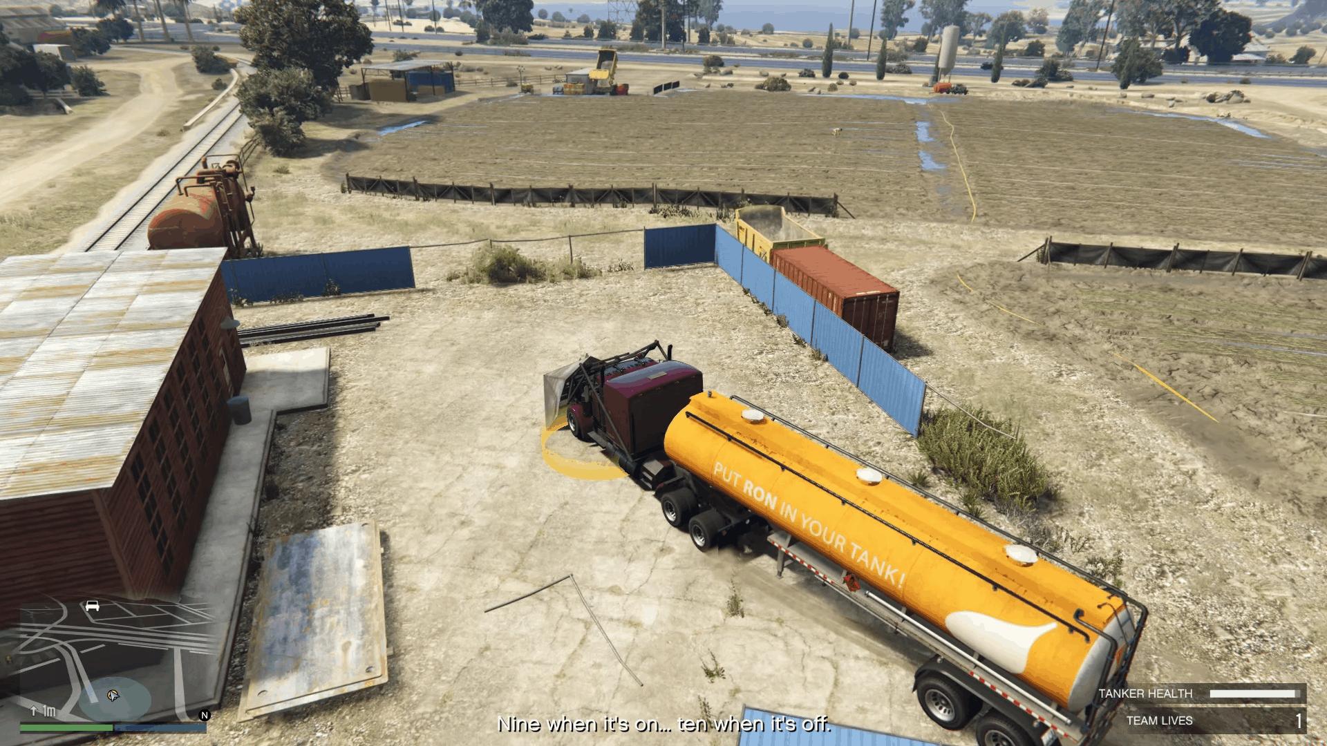 Delivering the tanker to the drop-off point
