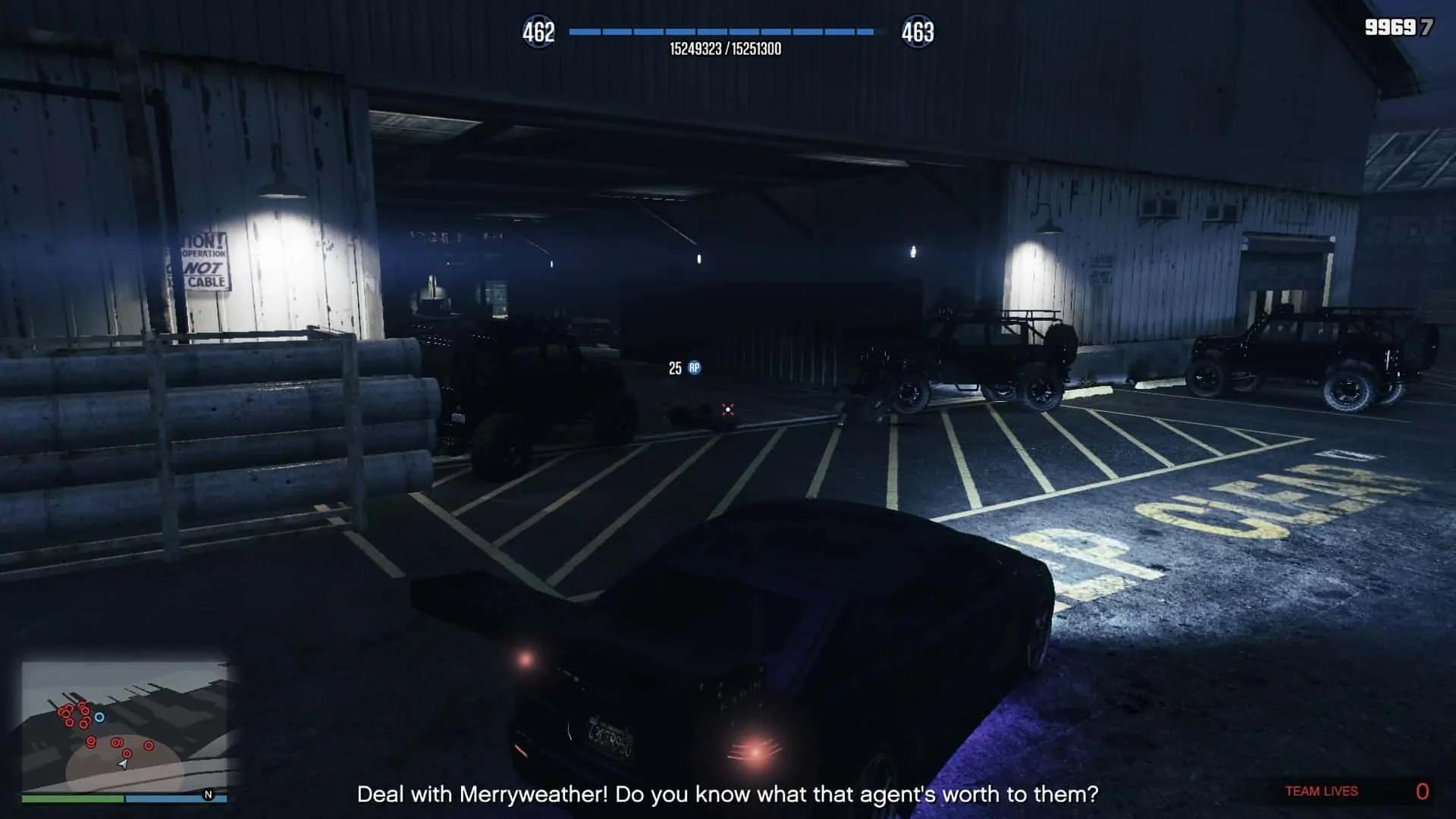 Killing the guards in front of north entrance of the shipyard