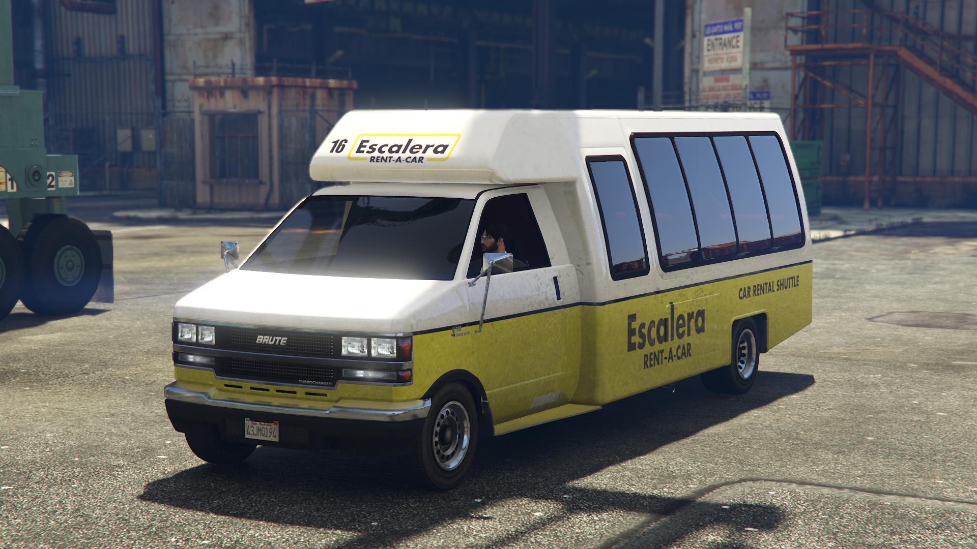 Brute Rental Shuttle Bus with the 'Escalera' livery on as seen in GTA Online.