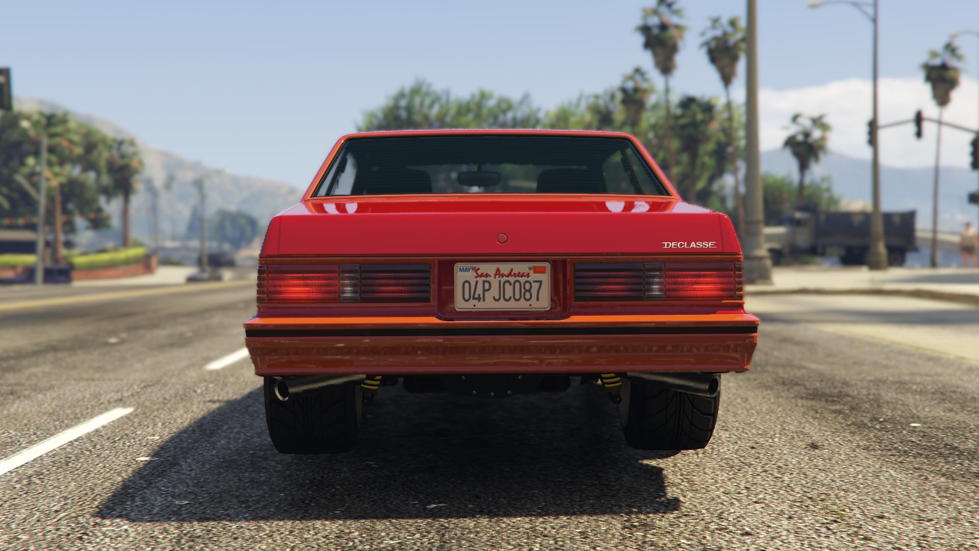 The back of the Declasse Tulip M-100 as seen in GTA Online.