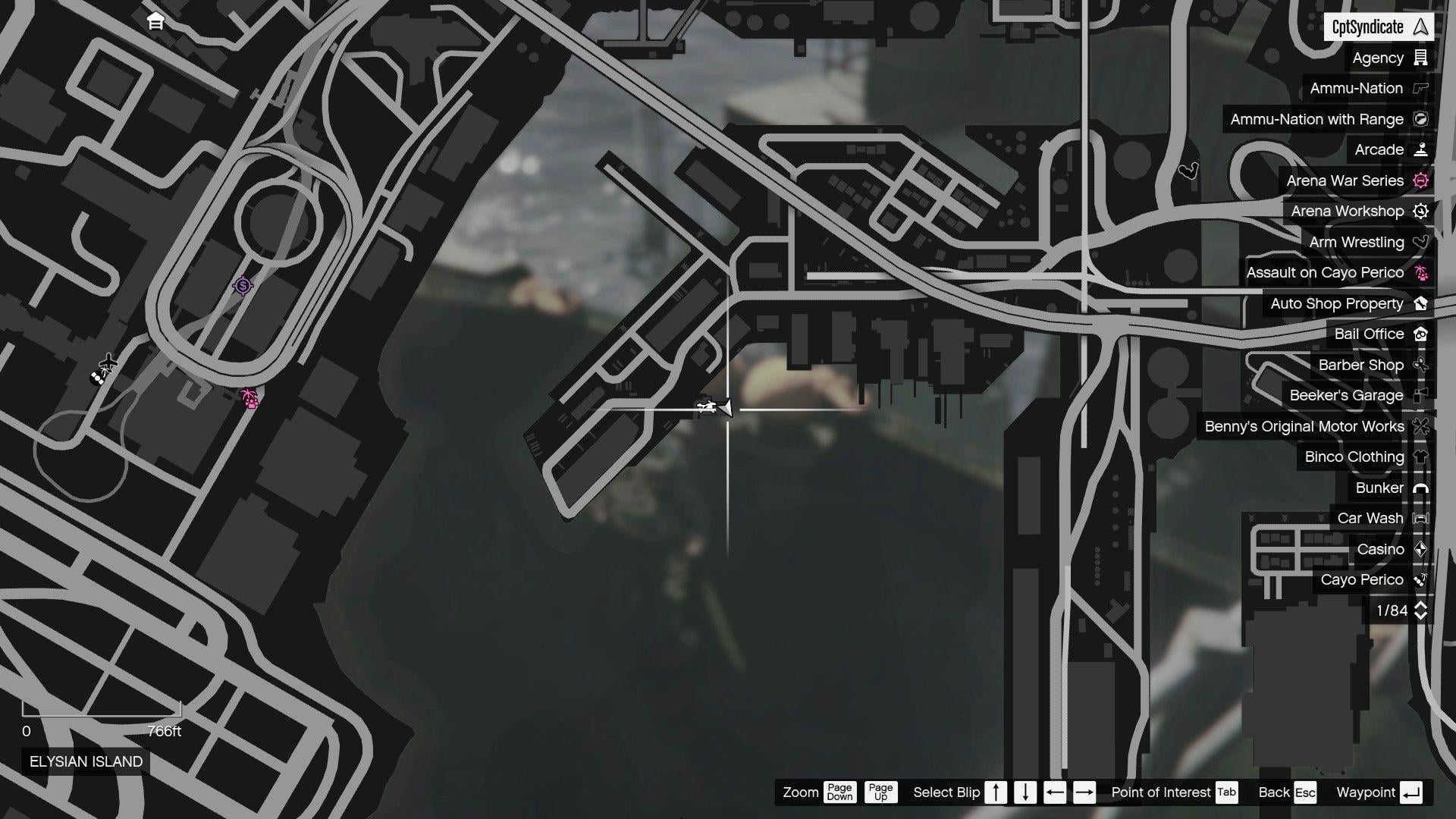 The map shows the location of the Yuanbaos located on the bow of the Olifantus at Elysian Island.