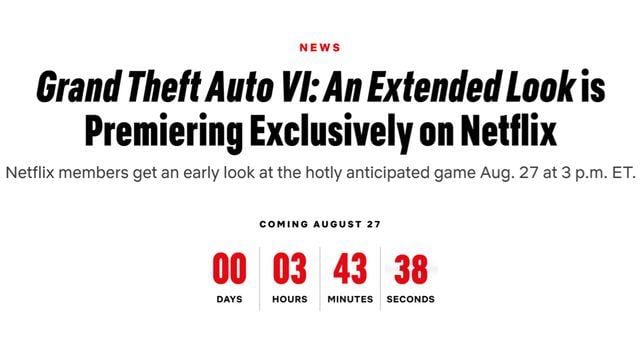 GTA 6 on Netflix Is About 26 Minutes Long and Was Captured on PS5