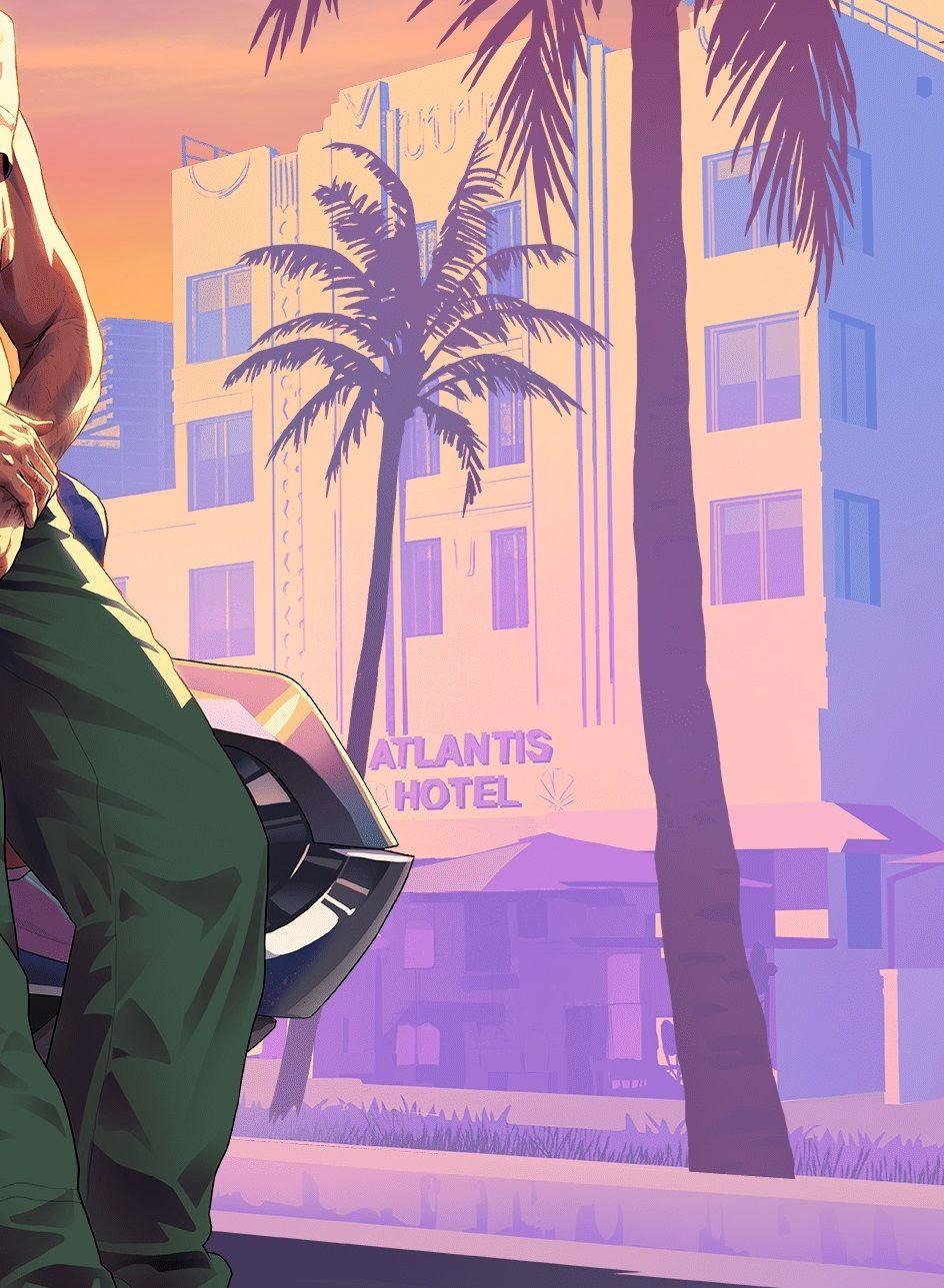 Official artwork of the Atlantis Hotel as seen in the first GTA VI trailer.