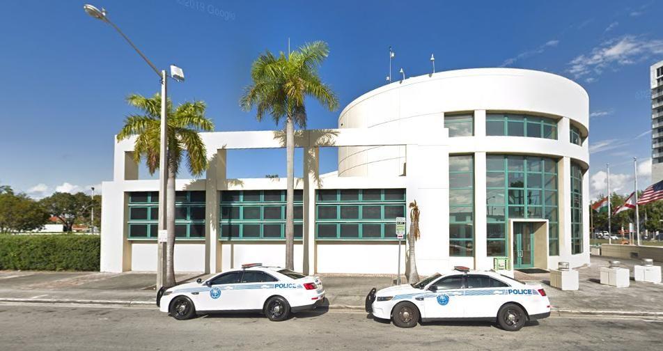 The Miami Police Department building repeats the same civic architecture.