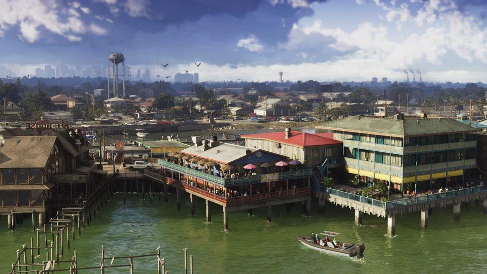 A panoramic view of Grassrivers, as seen in early GTA VI promotional material.