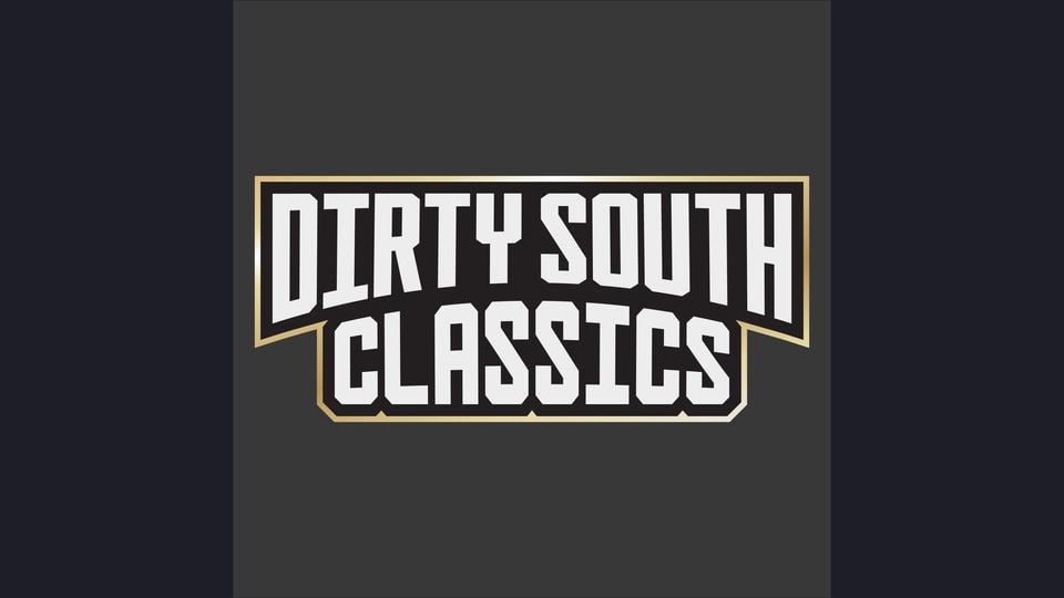Dirty South Classics logo with white lettering and a gold border on a dark background.