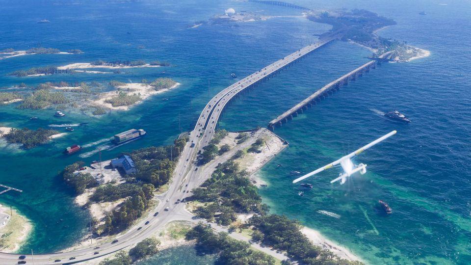 Typical example of landscape and infrastructure in the State of Leonida, as seen in the first trailer of GTA VI.
